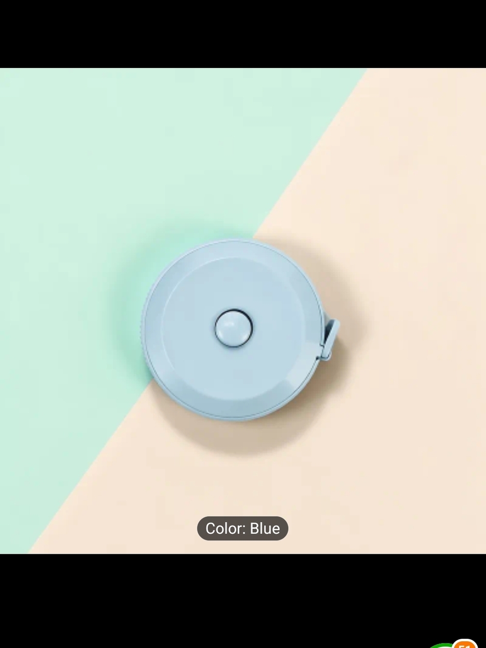 Compact Round Retractable Tape Measure - Light Blue New